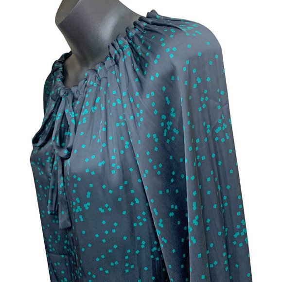 GAP Black with Green‎ Polka Dot Keyhole Balloon Sleeve Blouse - Picture 8 of 8